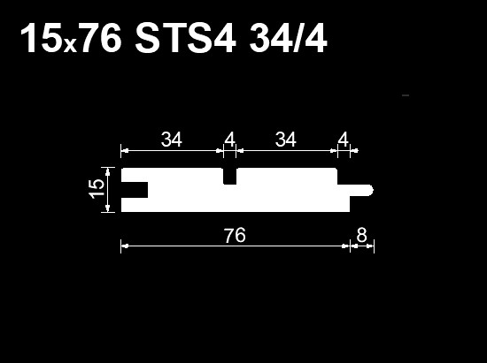 Вагонка STS4 реечная 34/4 ТермоОльха (EA) 15*76*1400