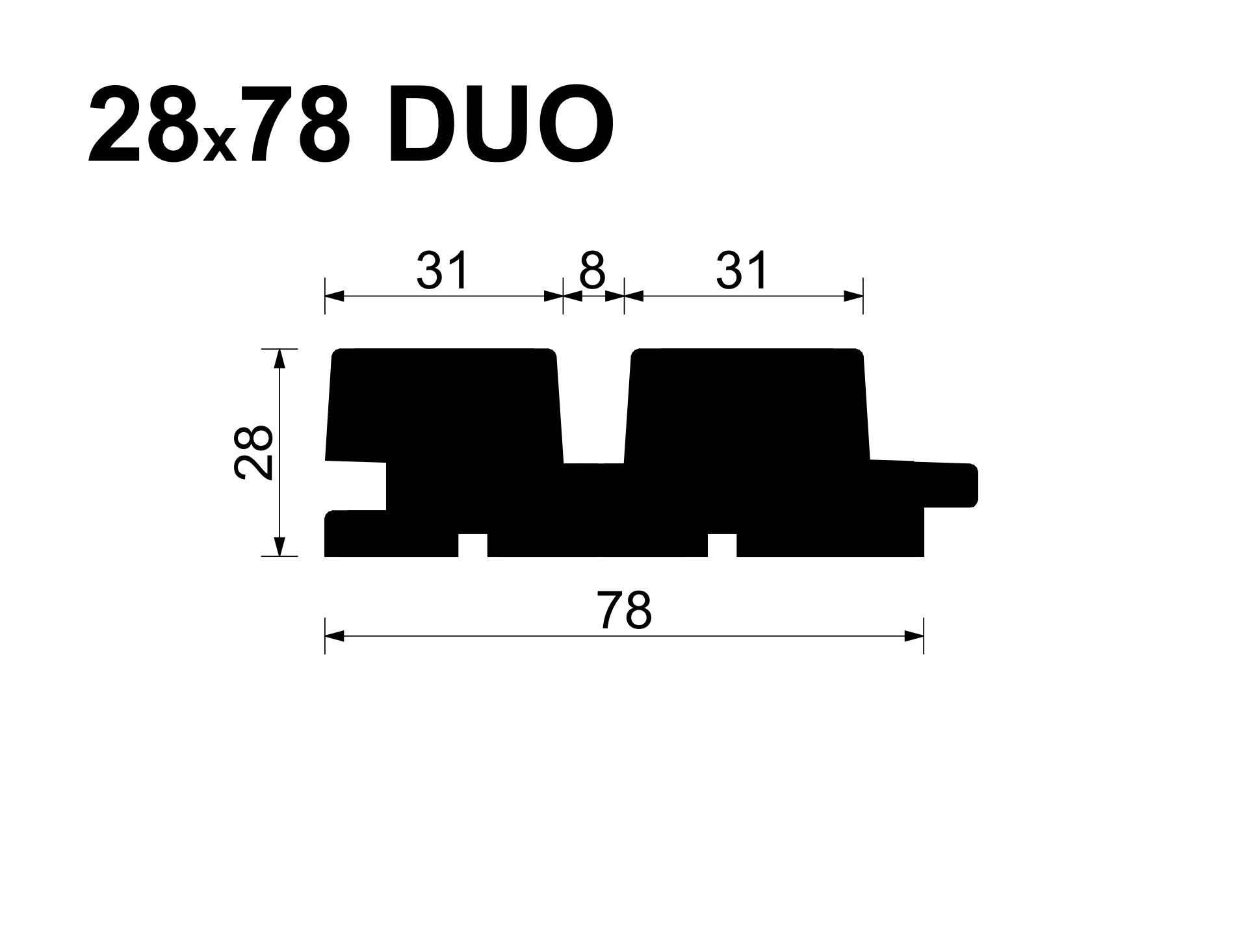 Вагонка реечная ДУО Ольха (A) 28*78*2700