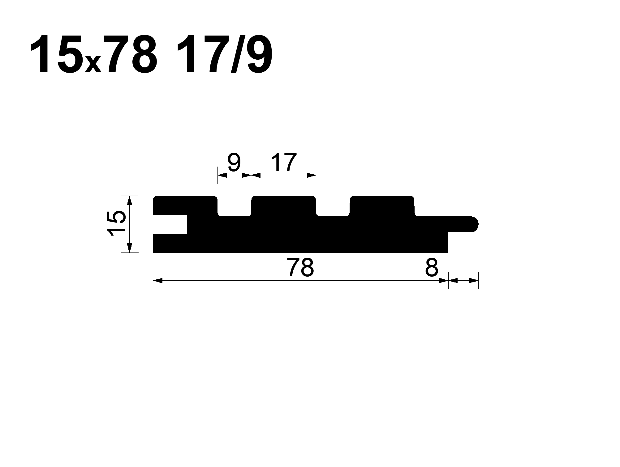 Вагонка реечная 17/9 Ольха (EA) 15*78*1700